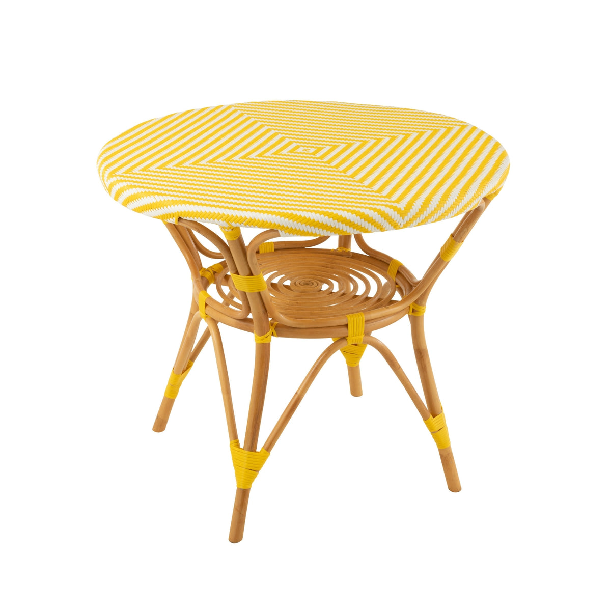 Mesa de comedor de ratán amarillo/blanco J-Line