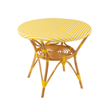 Mesa de comedor de ratán amarillo/blanco J-Line