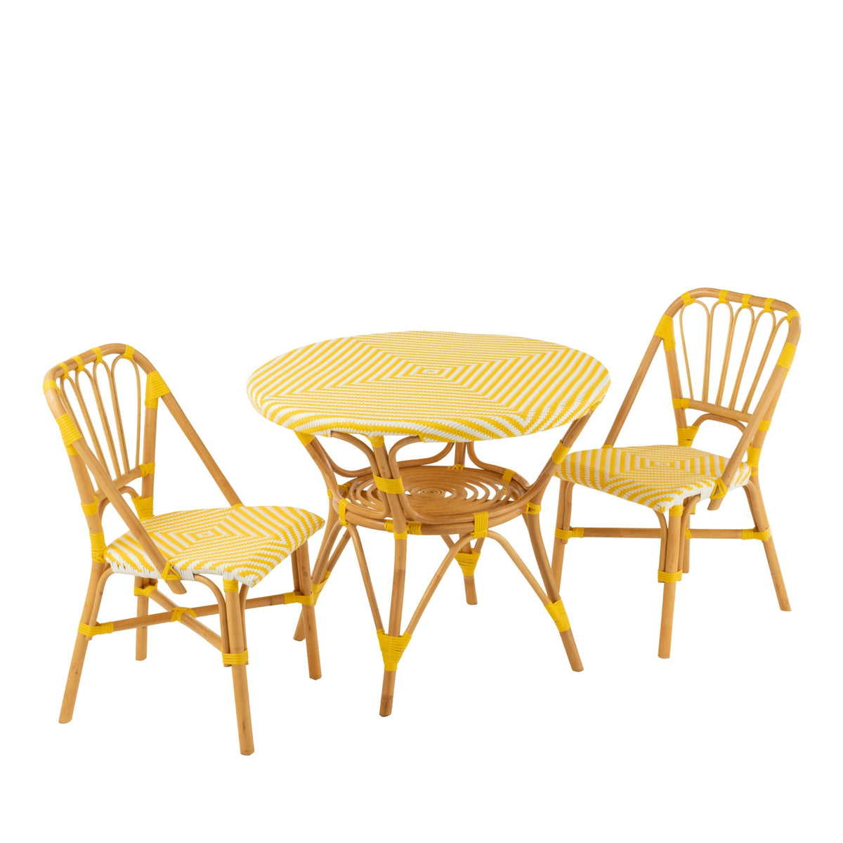 Mesa de comedor de ratán amarillo/blanco J-Line
