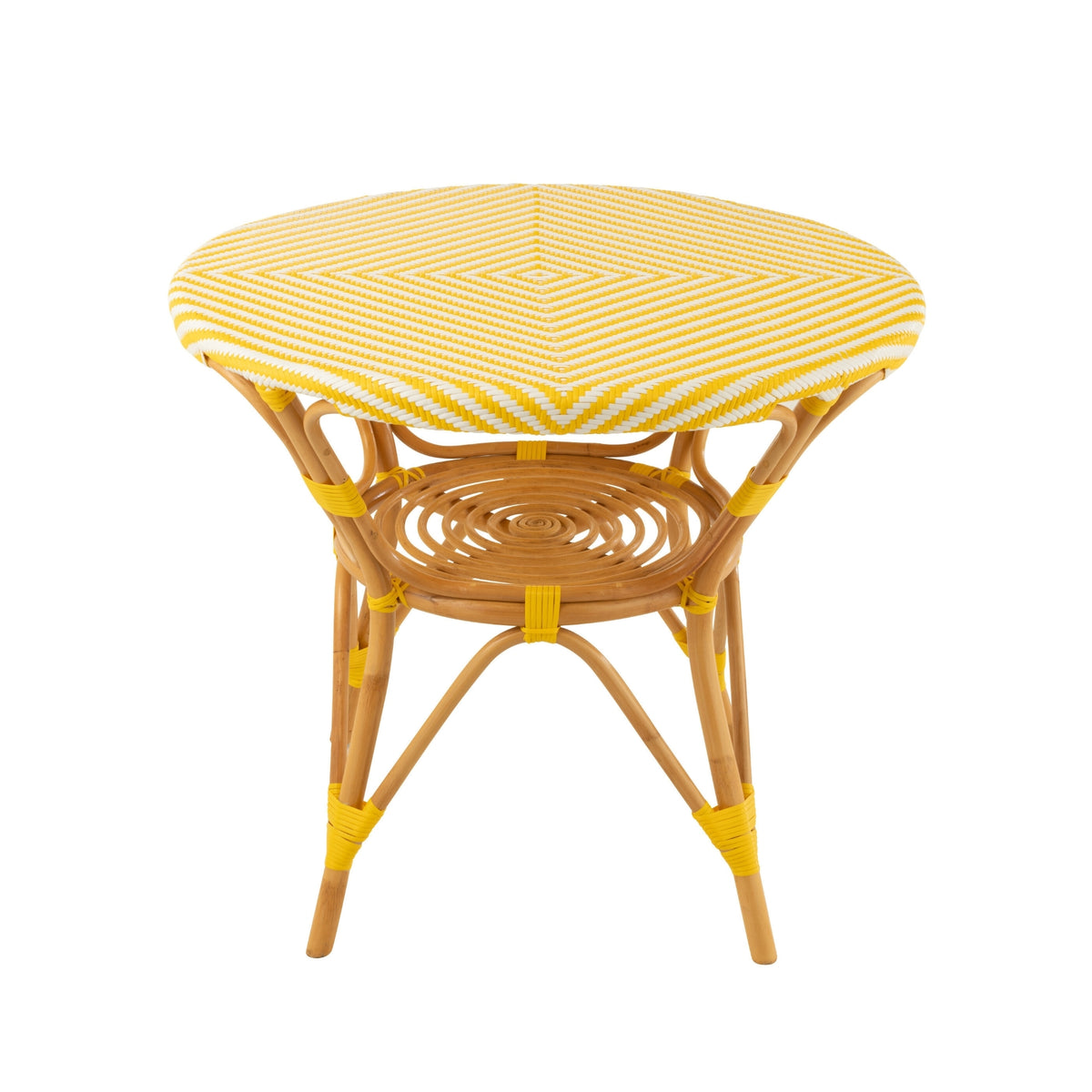 Mesa de comedor de ratán amarillo/blanco J-Line