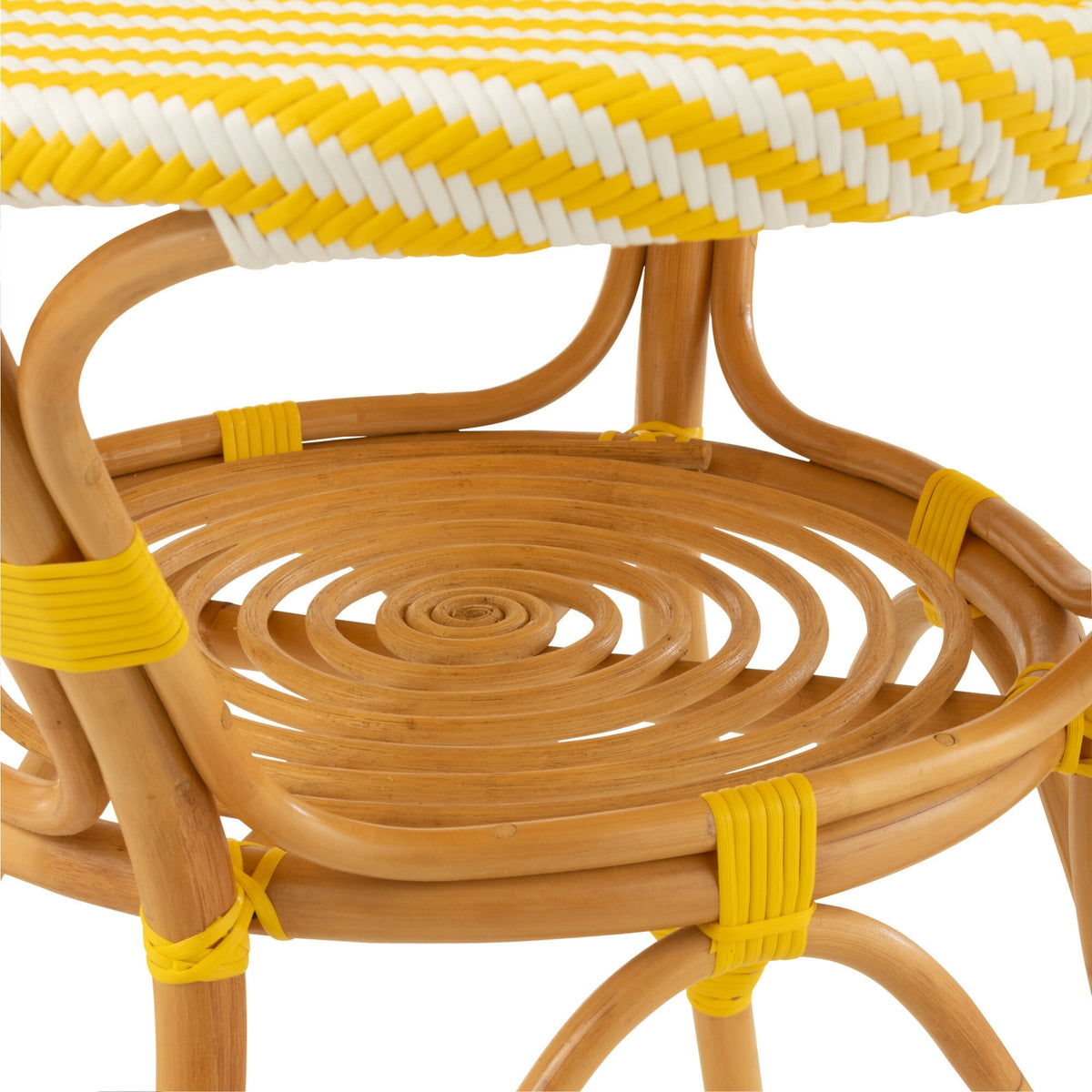 Mesa de comedor de ratán amarillo/blanco J-Line