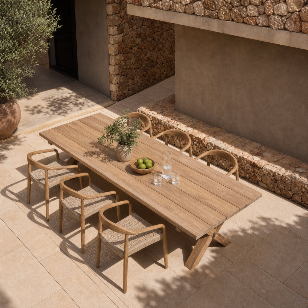 MUST Living Silla de comedor de exterior Santiago de madera de teca
