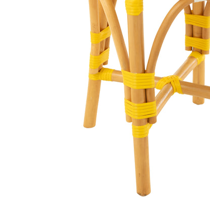 Taburete de exterior redondo geométrico de ratán amarillo/blanco J-Line