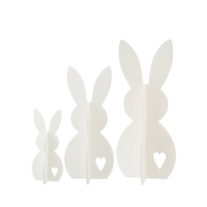 Decoración de Pascua Conejo Blanco de Fieltro Set de 3 J-Line