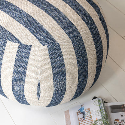 Puf a Rayas Azul/Blanco Roto J-Line