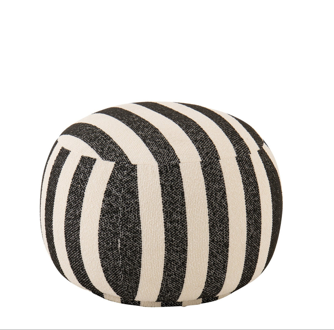 Puf a Rayas Negro/Blanco Roto J-Line