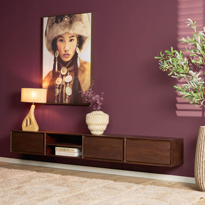 Mueble de TV suspendido Ambiance Madera de Mango Marrón 240cm Starfurn