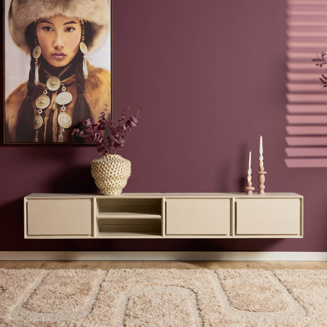 Mueble de TV suspendido Ambiance Madera de Mango Arena 200cm Starfurn