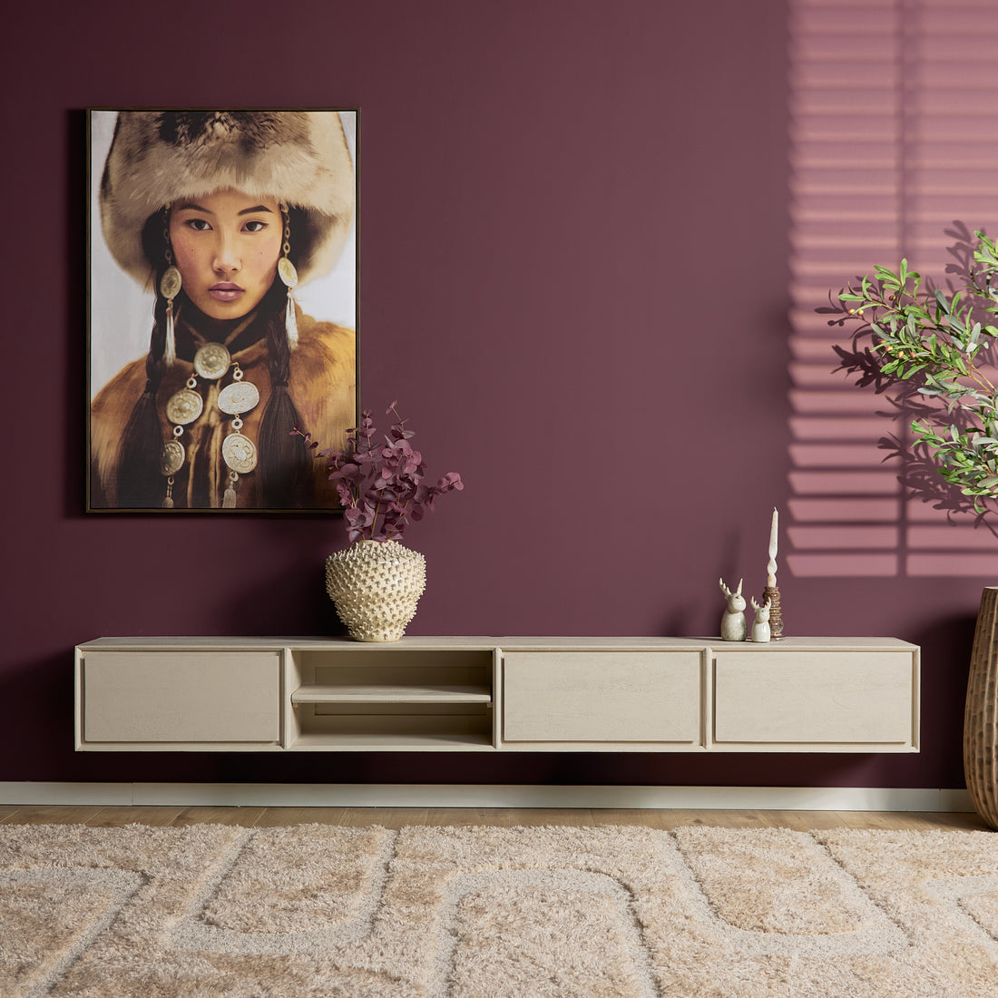 Mueble de TV suspendido Ambiance Madera de Mango Arena 240cm Starfurn