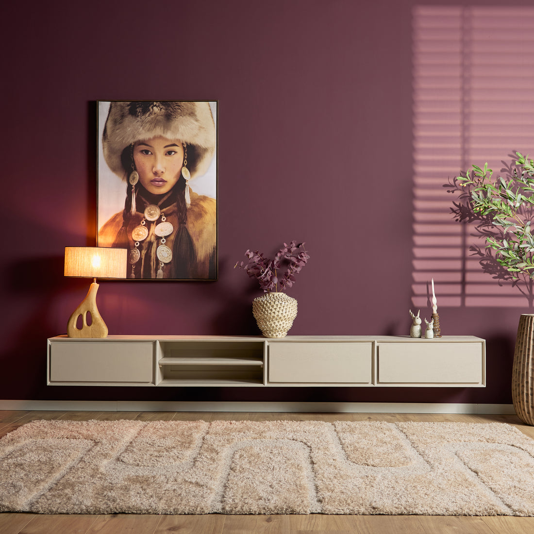 Mueble de TV suspendido Ambiance Madera de Mango Arena 280cm Starfurn