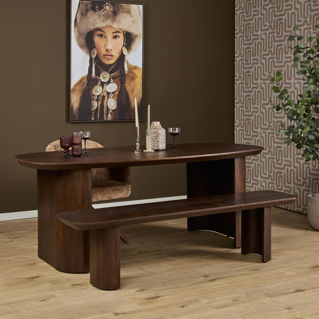 Banco de comedor Maré Madera de mango Marrón 180cm Starfurn
