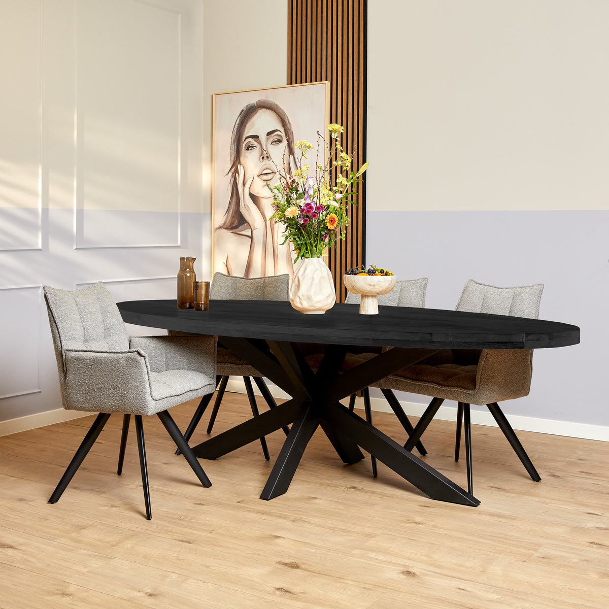 Mesa de comedor Denver Madera de mango Negro Ovalada 240cm Starfurn
