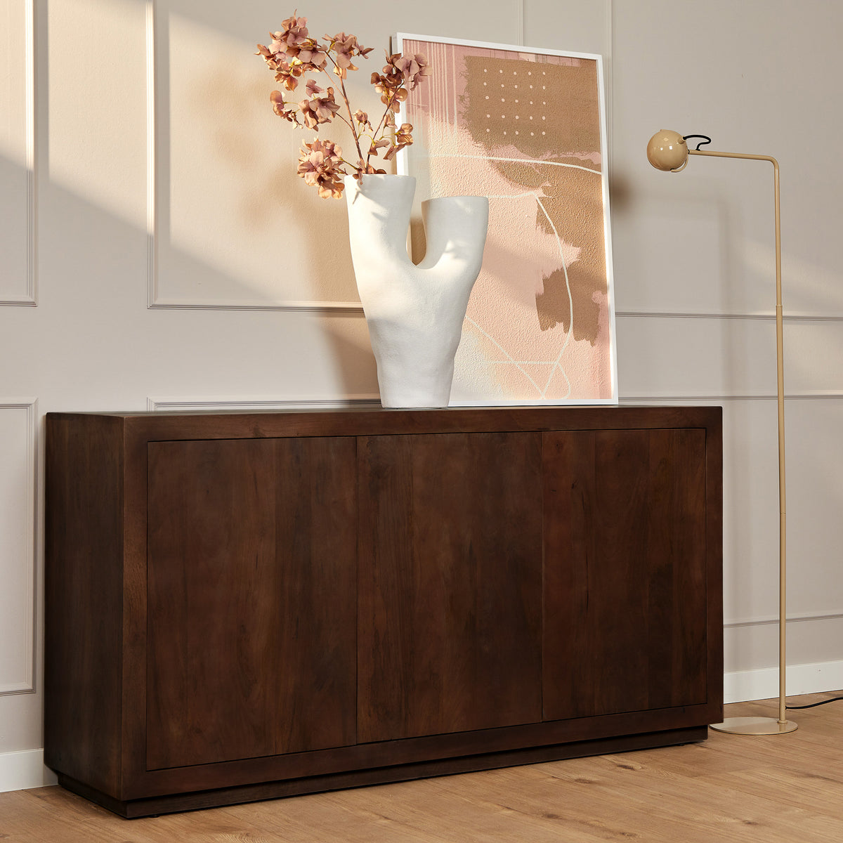 Aparador Bruselas Madera de Mango Marrón 3 Puertas 150cm Starfurn
