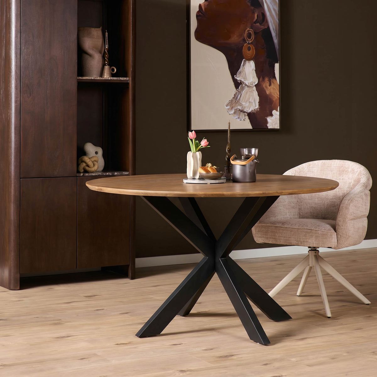 Mesa de comedor Madison Madera de mango Natural Redonda 150cm Starfurn