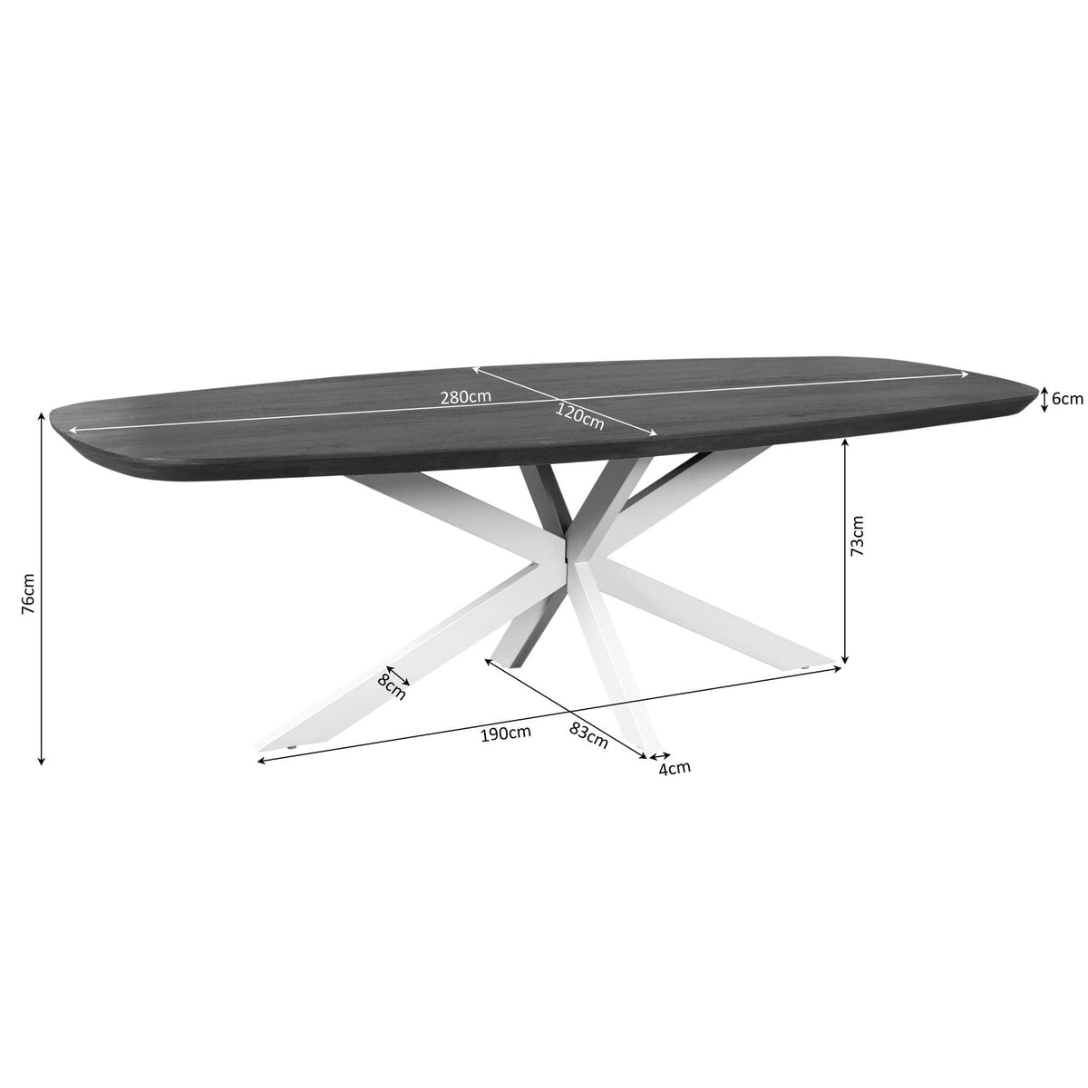 Mesa de comedor Madison Madera de mango Natural Danesa Ovalada 280cm Starfurn