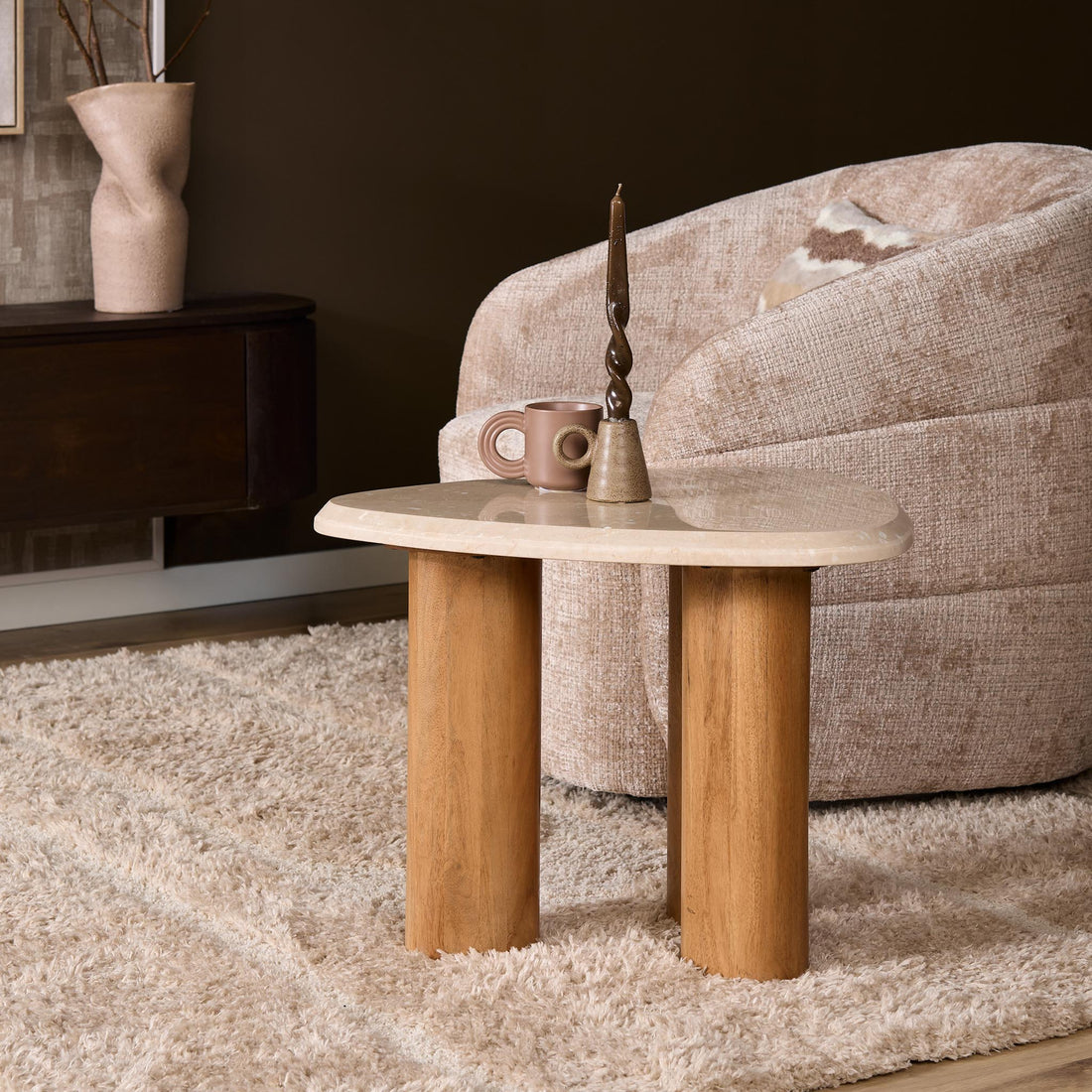 Mesa auxiliar Nuvé Botticino Mármol Natural 60cm Starfurn