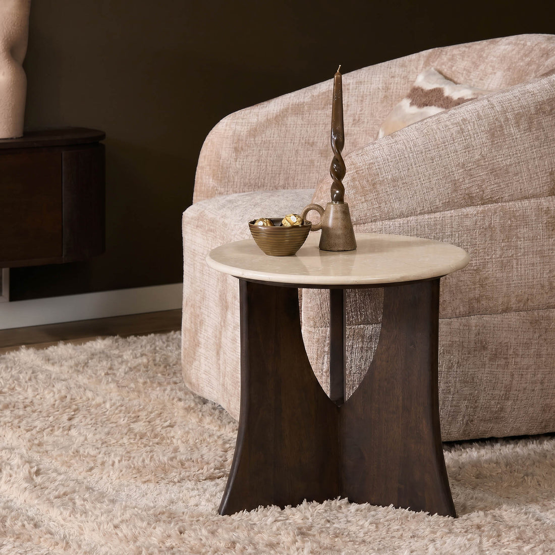 Mesa auxiliar Milo Mármol Botticino 50cm Starfurn