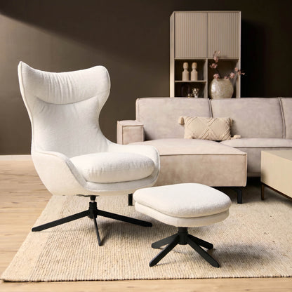 Sillón Olivia Giratorio Tela Blanco Roto Starfurn