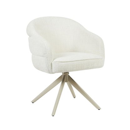 Silla de comedor Bella de tela color blanco roto con reposabrazos Starfurn