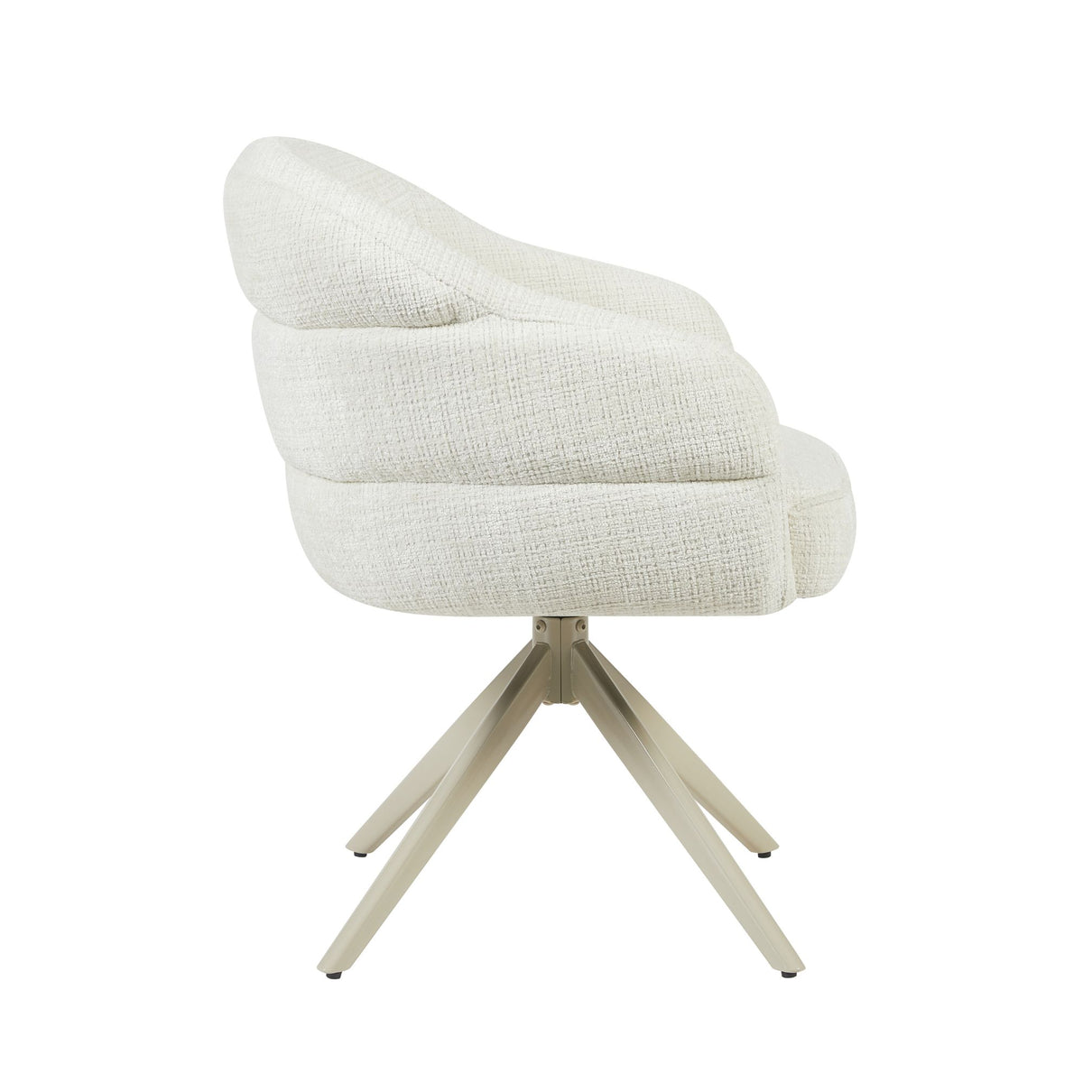 Silla de comedor Bella de tela color blanco roto con reposabrazos Starfurn
