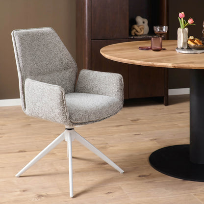 Silla de comedor Hera de tela beige con reposabrazos Starfurn