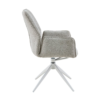 Silla de comedor Hera de tela beige con reposabrazos Starfurn