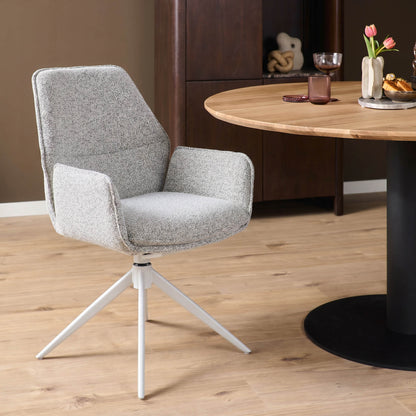Silla de comedor Hera Tapizada Gris Claro Con Reposabrazos Starfurn