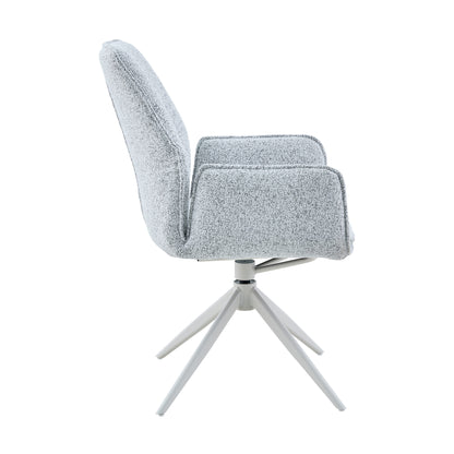 Silla de comedor Hera Tapizada Gris Claro Con Reposabrazos Starfurn