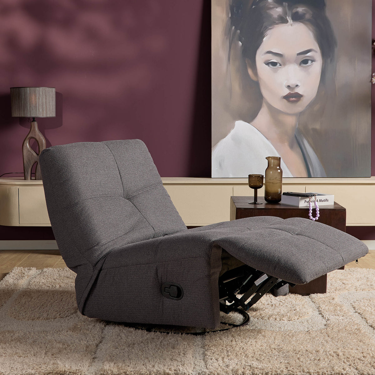 Sillón relax Lazy Tela Gris oscuro Starfurn