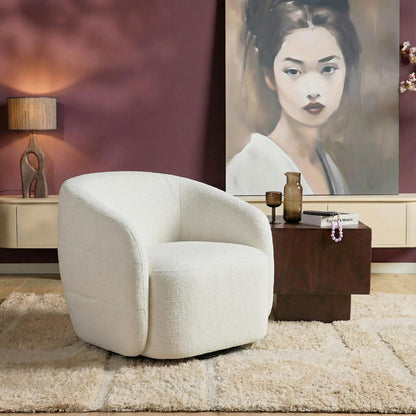 Sillón giratorio Yara de tela color blanco roto Starfurn