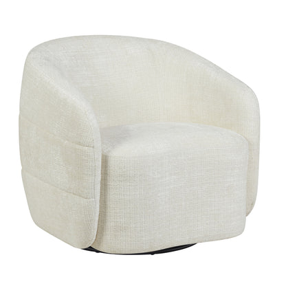 Sillón giratorio Yara de tela color blanco roto Starfurn