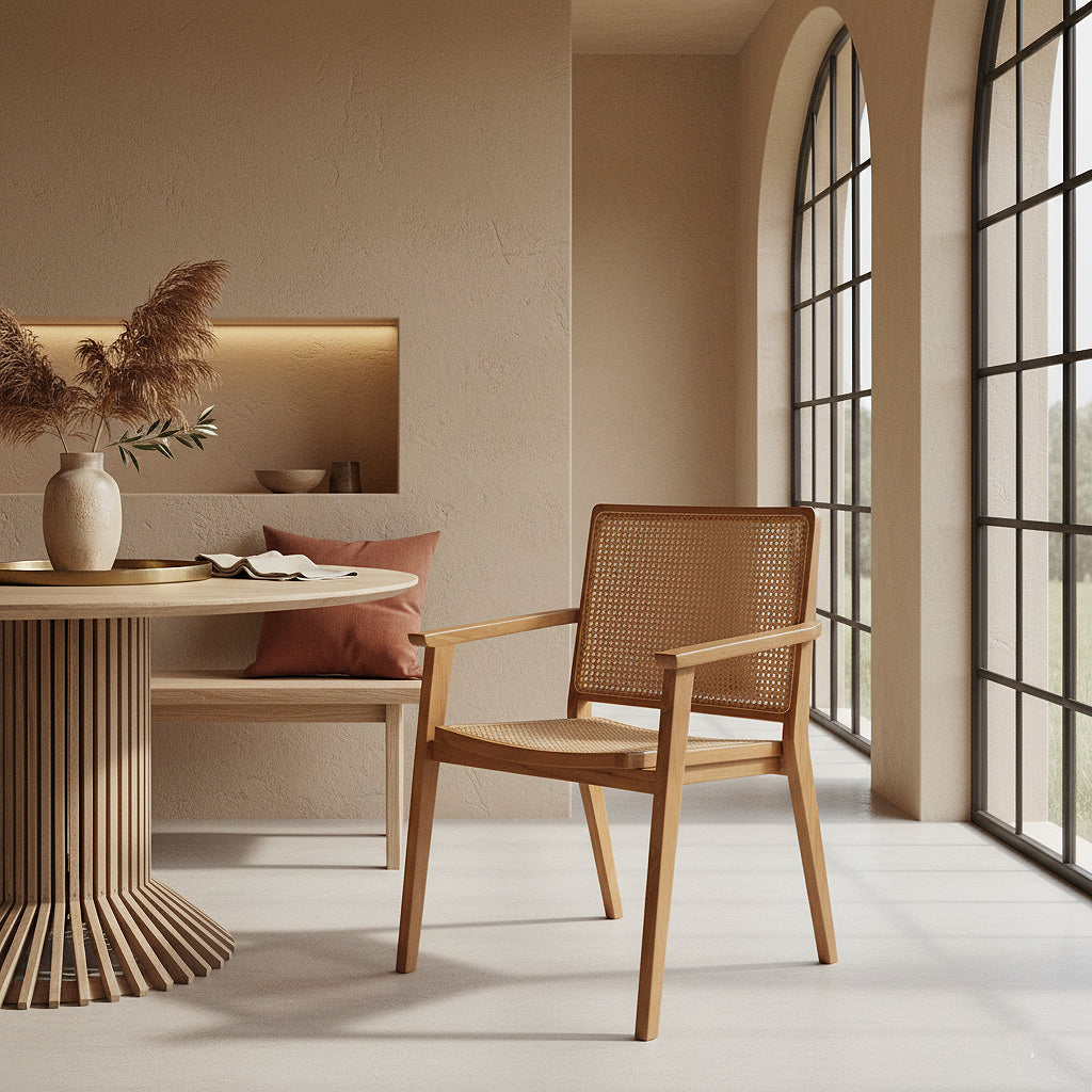 Silla de comedor Nova de teca, juego de 2, Raw Materials