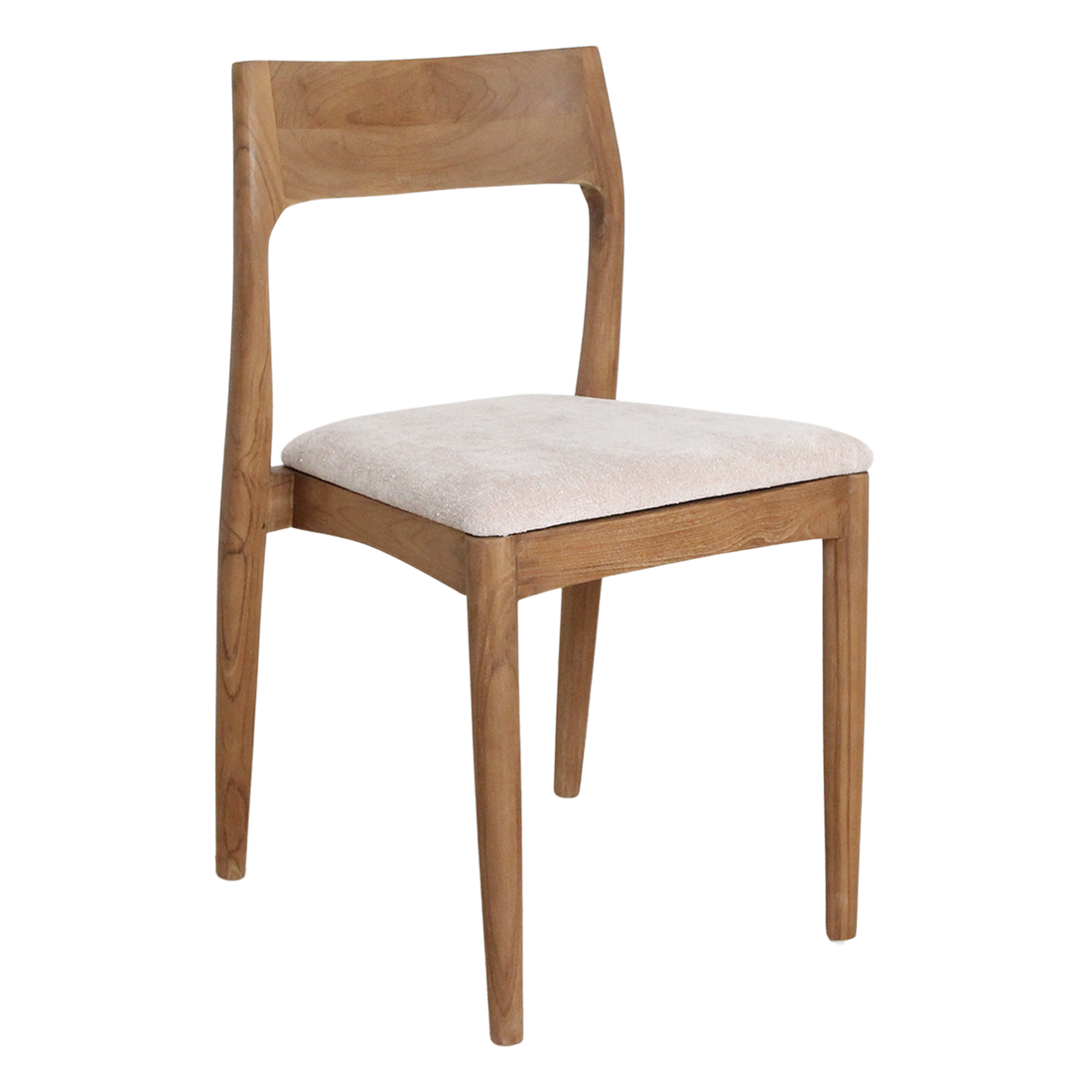 Freya Silla de comedor de teca sin reposabrazos Crema Set de 2 Raw Materials