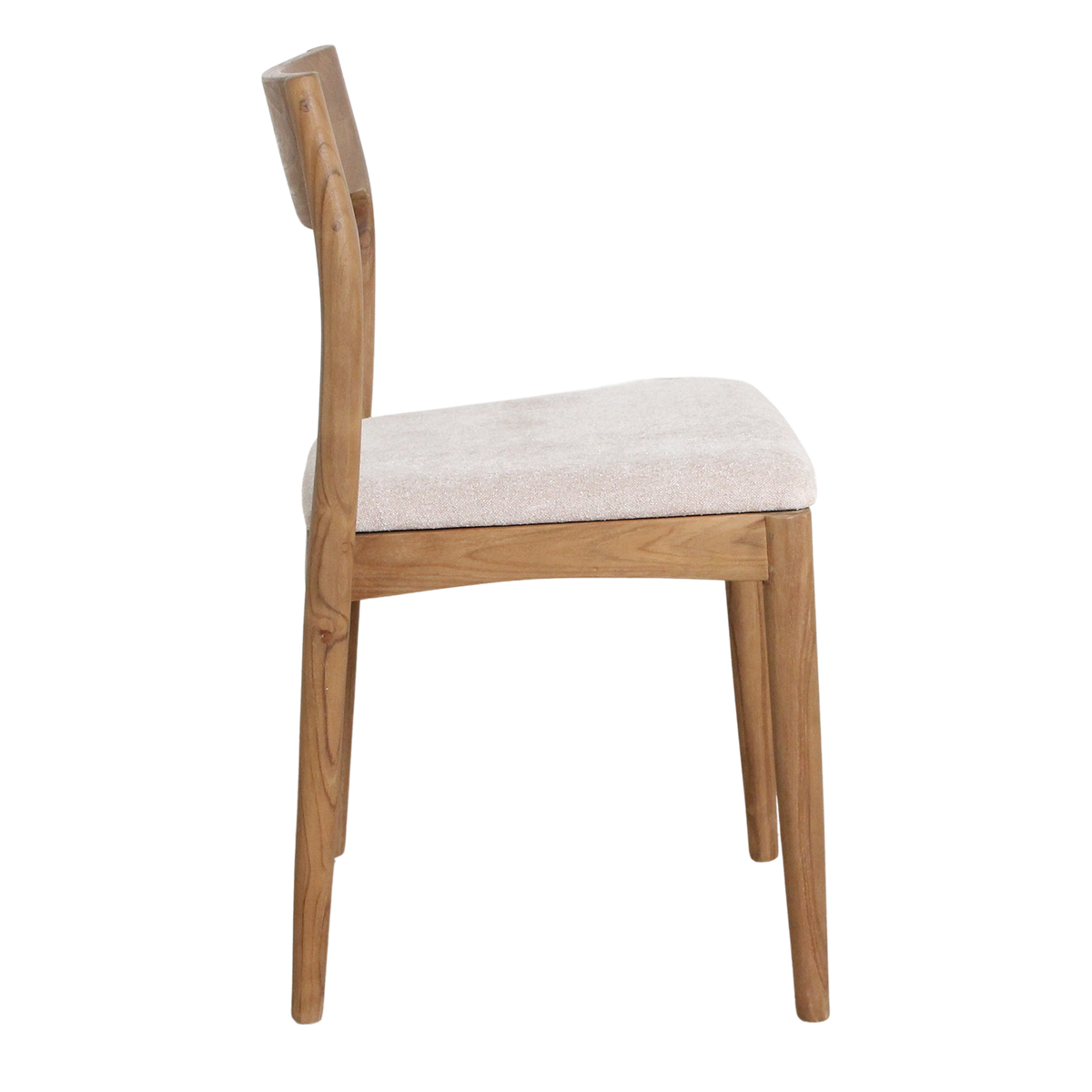 Freya Silla de comedor de teca sin reposabrazos Crema Set de 2 Raw Materials