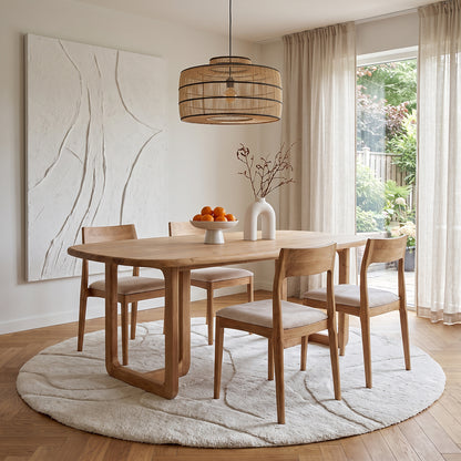 Freya Silla de comedor de teca sin reposabrazos Crema Set de 2 Raw Materials