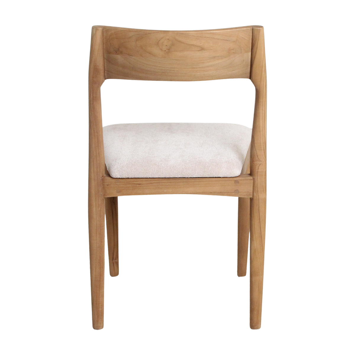 Freya Silla de comedor de teca sin reposabrazos Crema Set de 2 Raw Materials