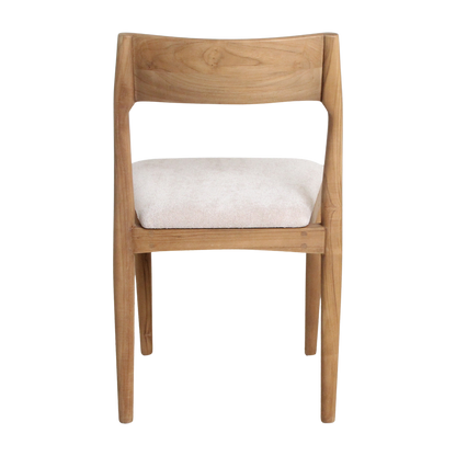 Freya Silla de comedor de teca sin reposabrazos Crema Set de 2 Raw Materials