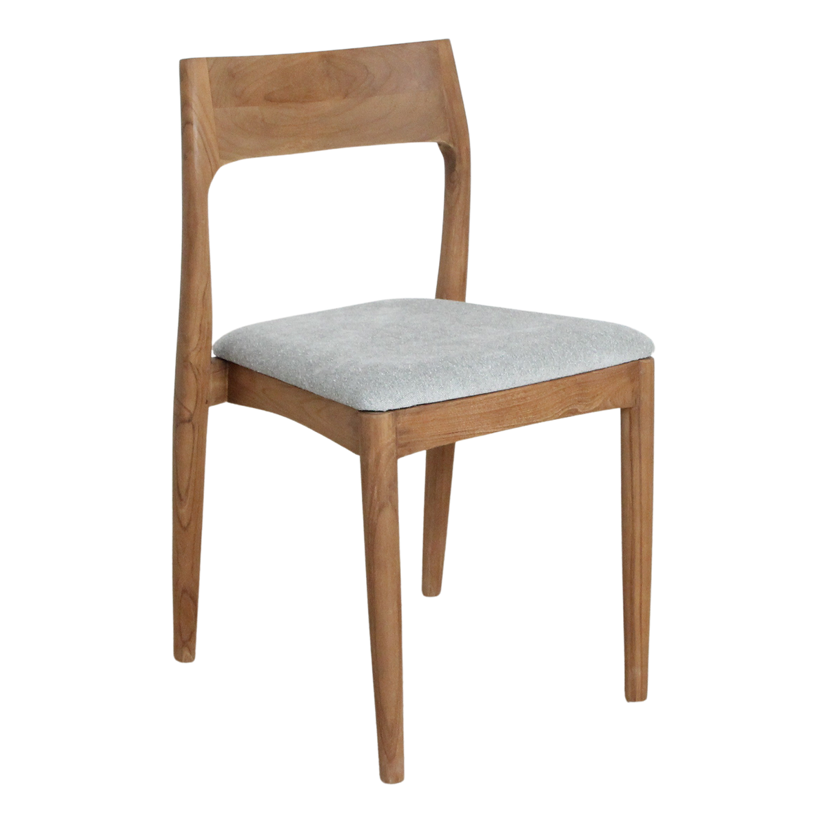 Silla de comedor de teca Freya sin reposabrazos verde claro, juego de 2, Raw Materials