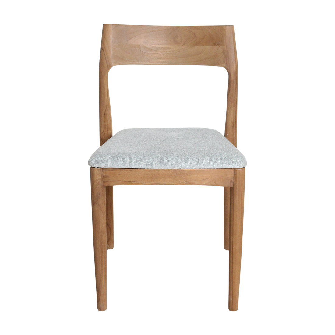 Silla de comedor de teca Freya sin reposabrazos verde claro, juego de 2, Raw Materials