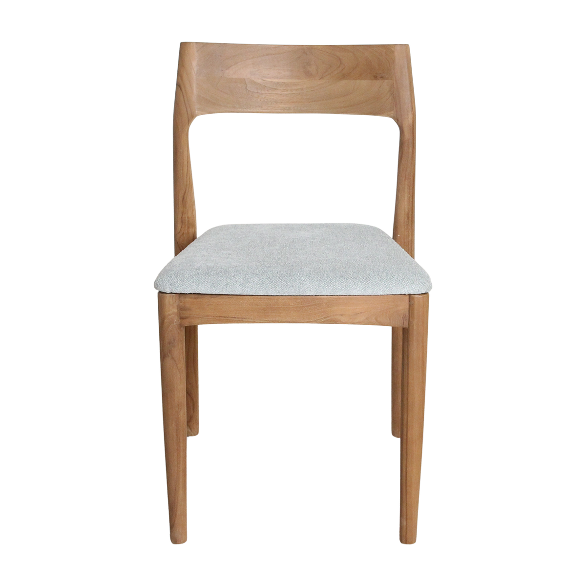 Silla de comedor de teca Freya sin reposabrazos verde claro, juego de 2, Raw Materials