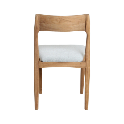 Silla de comedor de teca Freya sin reposabrazos verde claro, juego de 2, Raw Materials