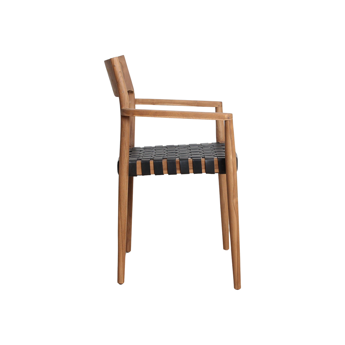Silla de comedor Freya con reposabrazos, cuero negro, juego de 2, Raw Materials