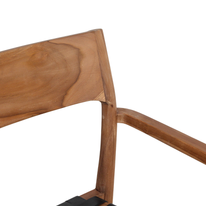 Silla de comedor Freya con reposabrazos, cuero negro, juego de 2, Raw Materials