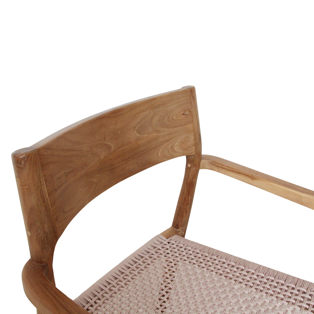 Silla de comedor de teca Freya con reposabrazos, color natural, juego de 2, Raw Materials