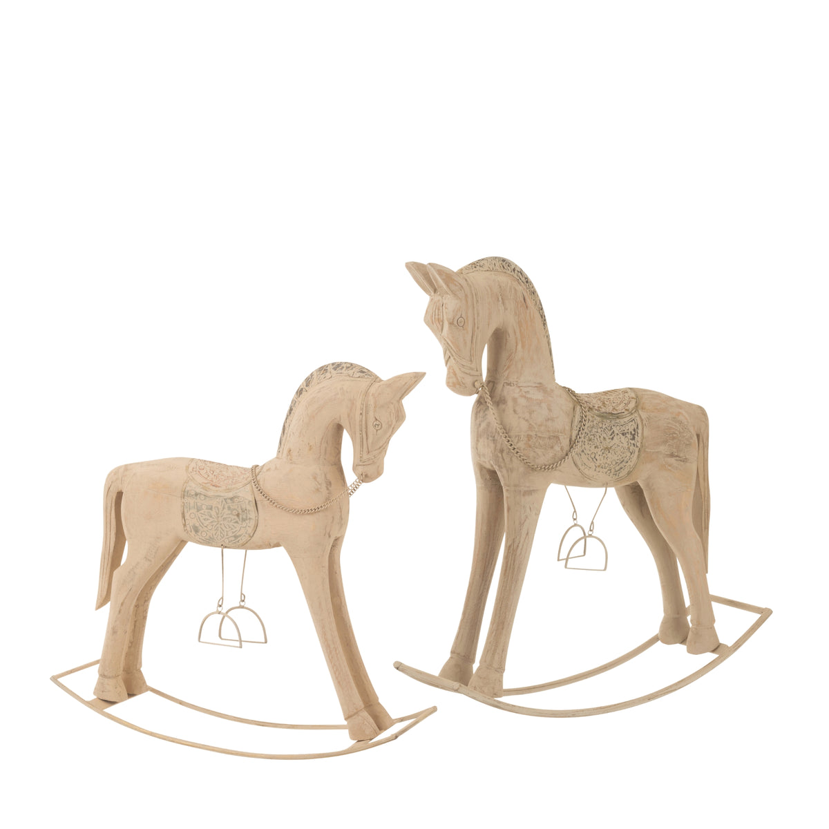 Caballo mecedor Topo Madera de mango Natural Pequeño J-Line