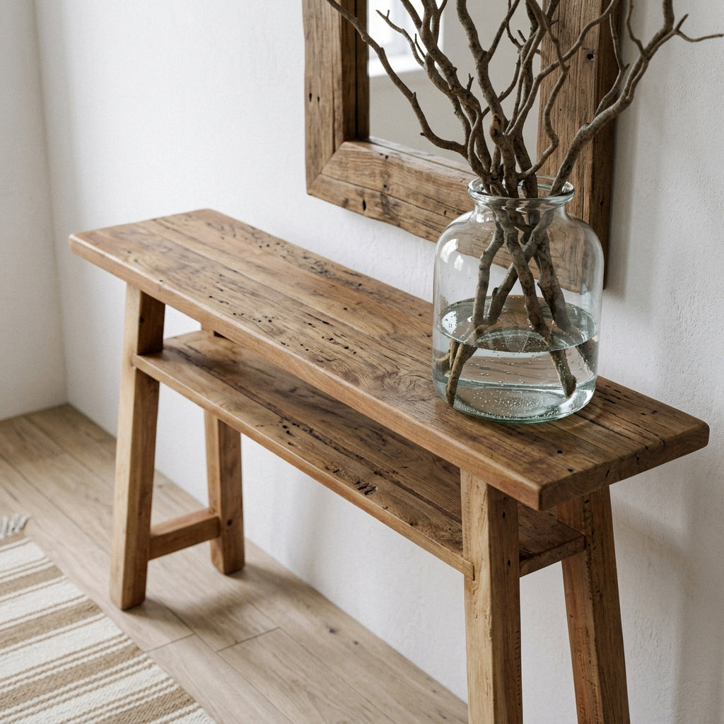 Farmwood mesa de pared/mesa auxiliar grande - madera reciclada FSC