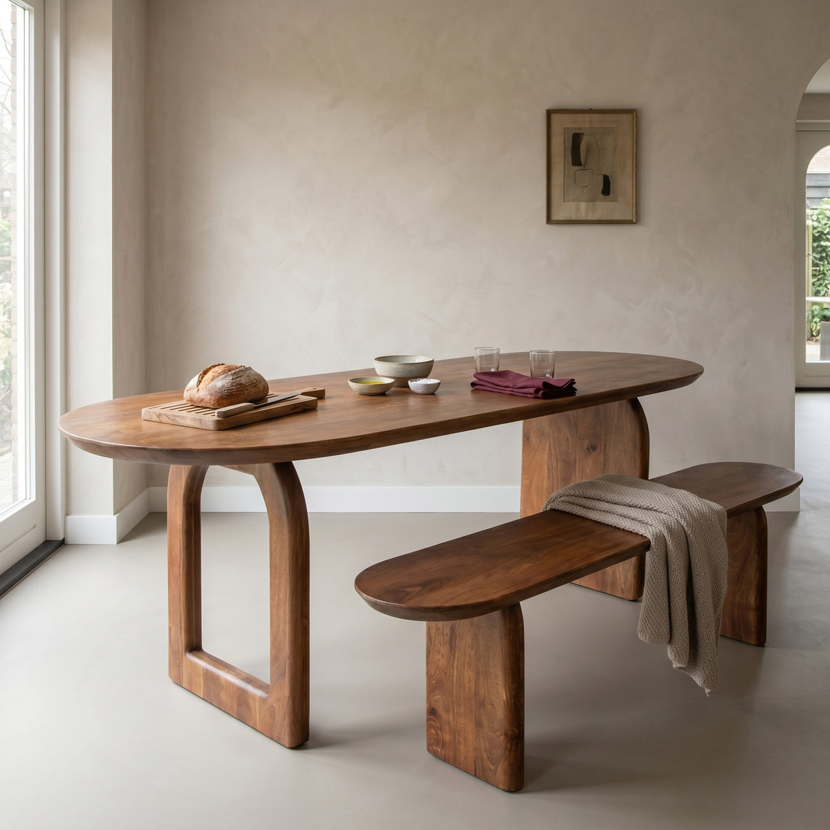 Mesa de comedor Bullnose Mix Marrón 180cm Raw Materials