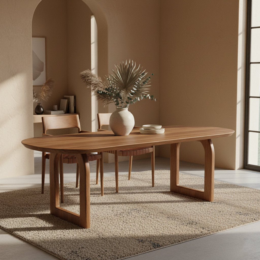 Mesa de comedor Bullnose abierta marrón 180 cm Raw Materials
