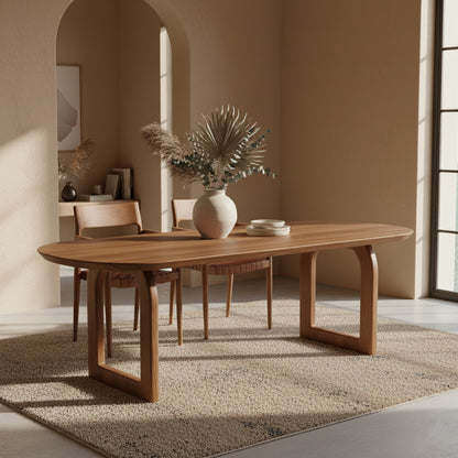 Mesa de comedor Bullnose abierta marrón 180 cm Raw Materials