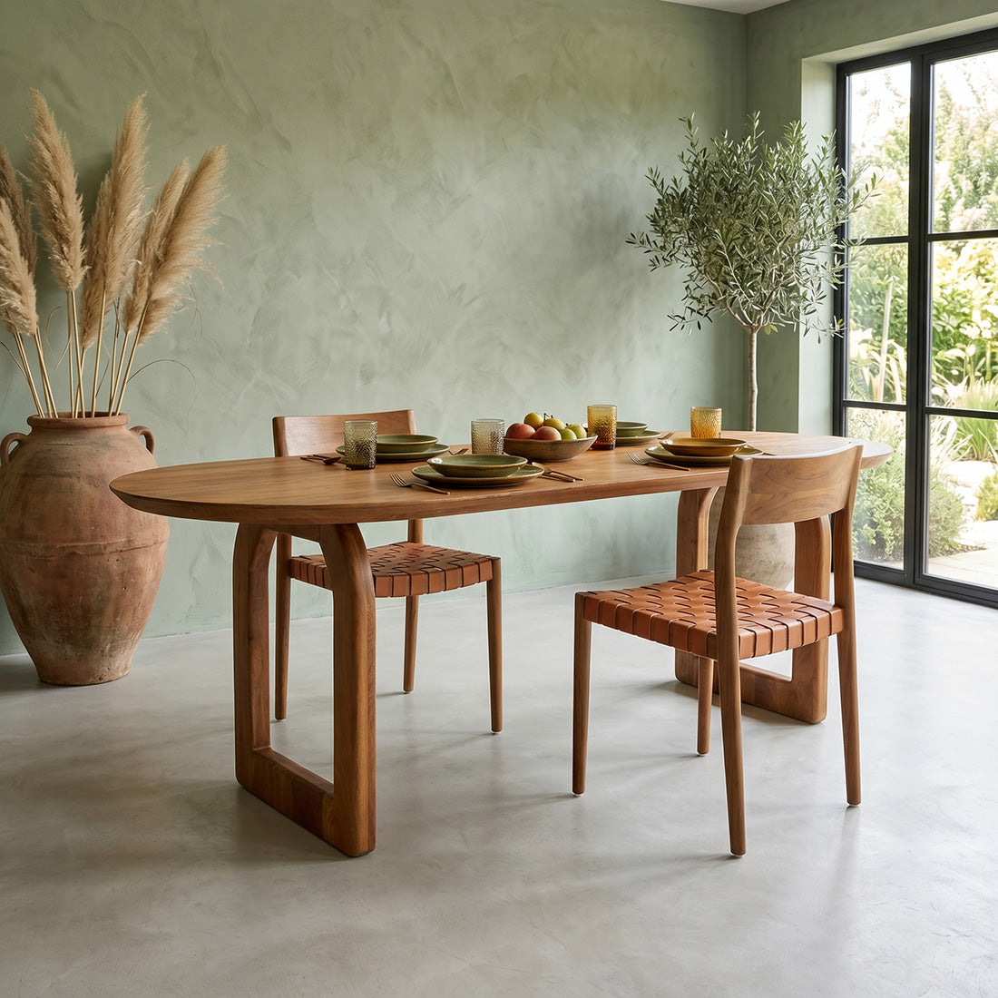 Mesa de comedor Bullnose abierta marrón 200 cm Raw Materials
